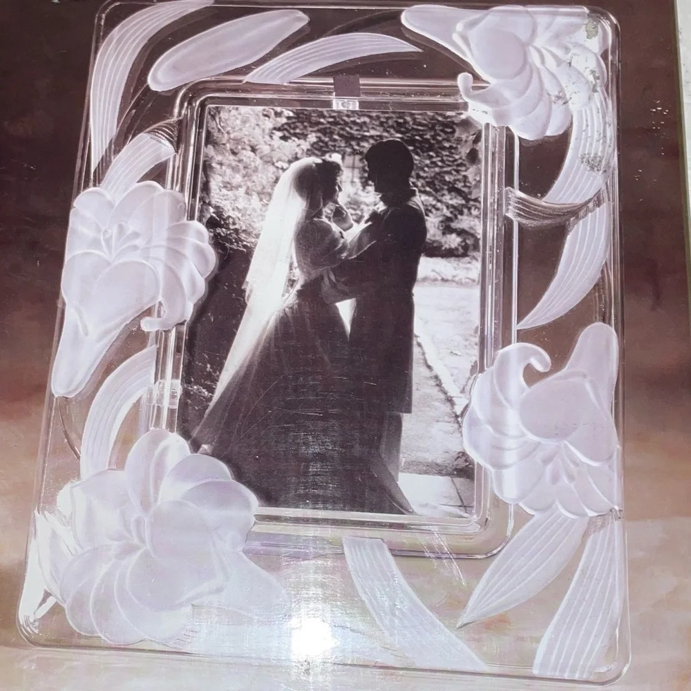 NWT ABSOLUTELY GORGEOUS FROSTED CRYSTAL CLEAR SIGNATURES RECTANGLE PICTURE FRAME